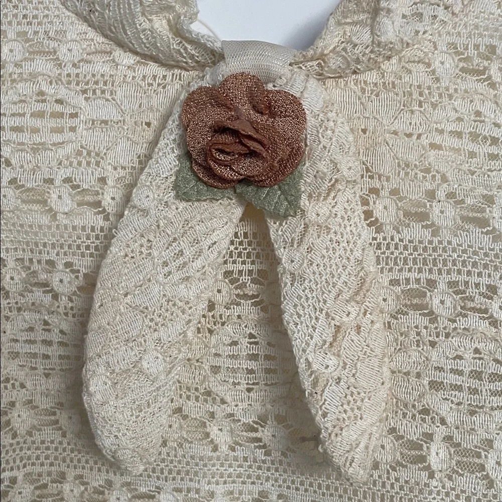 Baby girl 12 months Cream Lace Top with Floral Skirt